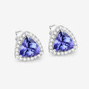 3.82 Carat Genuine Tanzanite and White Diamond 14K White Gold Earrings-8