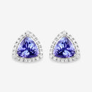 3.82 Carat Genuine Tanzanite and White Diamond 14K White Gold Earrings-9