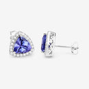 3.82 Carat Genuine Tanzanite and White Diamond 14K White Gold Earrings-10