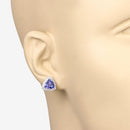 3.82 Carat Genuine Tanzanite and White Diamond 14K White Gold Earrings-11