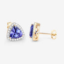 3.82 Carat Genuine Tanzanite and White Diamond 14K Yellow Gold Earrings-8