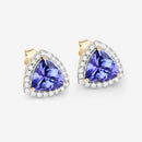 3.82 Carat Genuine Tanzanite and White Diamond 14K Yellow Gold Earrings-9