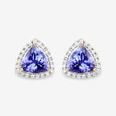 3.82 Carat Genuine Tanzanite and White Diamond 14K Yellow Gold Earrings-10