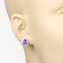 3.82 Carat Genuine Tanzanite and White Diamond 14K Yellow Gold Earrings-11