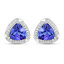 3.70 Carat Genuine Tanzanite and White Diamond 14K White Gold Earrings-5