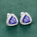 3.70 Carat Genuine Tanzanite and White Diamond 14K White Gold Earrings-6