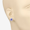 3.70 Carat Genuine Tanzanite and White Diamond 14K White Gold Earrings-7