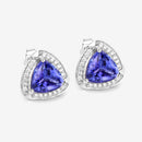 3.70 Carat Genuine Tanzanite and White Diamond 14K White Gold Earrings-8