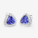 3.70 Carat Genuine Tanzanite and White Diamond 14K White Gold Earrings-9