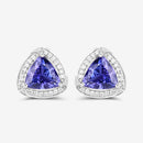 3.70 Carat Genuine Tanzanite and White Diamond 14K White Gold Earrings-11