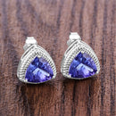 4.24 Carat Genuine Tanzanite 14K White Gold Earrings-5