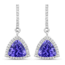 3.86 Carat Genuine Tanzanite and White Diamond 14K White Gold Earrings-4