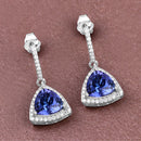 3.86 Carat Genuine Tanzanite and White Diamond 14K White Gold Earrings-5