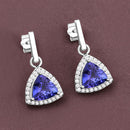 3.86 Carat Genuine Tanzanite and White Diamond 14K White Gold Earrings-5