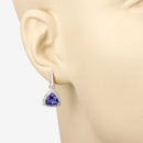 3.86 Carat Genuine Tanzanite and White Diamond 14K White Gold Earrings-6