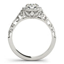 14k White Gold Halo Antique Style Round Diamond Engagement Ring (5/8 cttw)-2