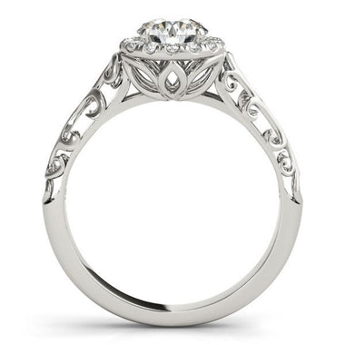 14k White Gold Halo Antique Style Round Diamond Engagement Ring (5/8 cttw) - 0