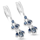 4.18 Carat Genuine Blue Sapphire .925 Sterling Silver Earrings-1