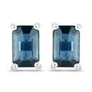 0.80 Carat Genuine Blue Sapphire 14K White Gold Earrings-1