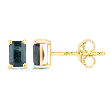 0.80 Carat Genuine Blue Sapphire 14K Yellow Gold Earrings - 0