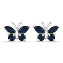 0.61 Carat Genuine Blue Sapphire .925 Sterling Silver Earrings-5