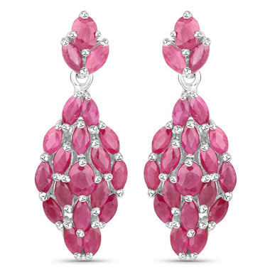 4.12 Carat Genuine Ruby .925 Sterling Silver Earrings - 0