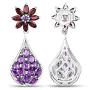 3.80 Carat Genuine Amethyst, Garnet and Amethyst .925 Sterling Silver Earrings-6