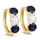 3.60 Carat Genuine Blue Sapphire and Lab Grown Diamond 14K Yellow Gold Earrings-2