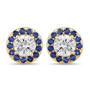 1.52 Carat Genuine Blue Sapphire and Lab Grown Diamond 14K Yellow Gold Earrings-2