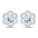 0.60 Carat Genuine Aquamarine and White Diamond 14K White Gold Earrings-2