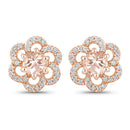 0.61 Carat Genuine Morganite and White Diamond 14K Rose Gold Earrings-2