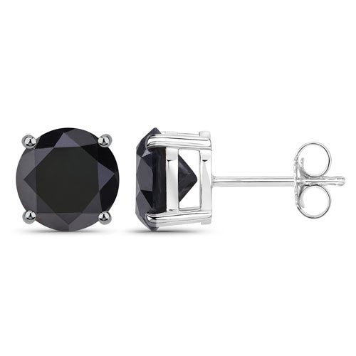 4.25 Carat Genuine Black Diamond 14K White Gold Earrings
