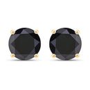 4.30 Carat Genuine Black Diamond 14K Yellow Gold Earrings-5