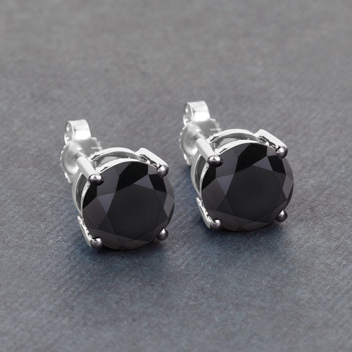 5.41 Carat Genuine Black Diamond 14K White Gold Earrings