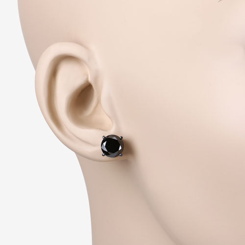 4.91 Carat Genuine Black Diamond 14K White Gold Earrings