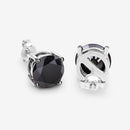 4.25 Carat Genuine Black Diamond 14K White Gold Earrings-12