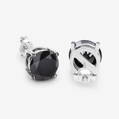 4.91 Carat Genuine Black Diamond 14K White Gold Earrings