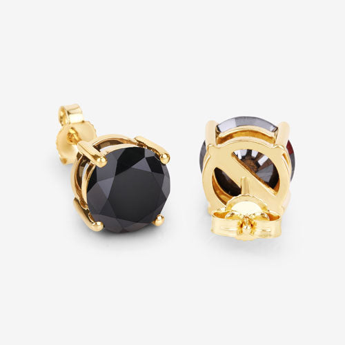 4.91 Carat Genuine Black Diamond 14K Yellow Gold Earrings