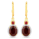 6.98 Carat Dyed Ruby and White Diamond .925 Sterling Silver Earrings-2