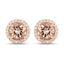 1.60 Carat Genuine Morganite and White Diamond 14K Rose Gold Earrings-2