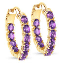 3.20 Carat Genuine Amethyst .925 Sterling Silver Earrings-1