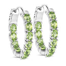 3.40 Carat Genuine Peridot .925 Sterling Silver Earrings-5