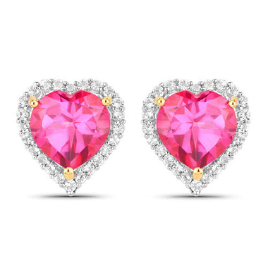 5.04 Carat Genuine Pink Topaz and White Topaz .925 Sterling Silver Earrings