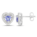 1.20 Carat Genuine Tanzanite & White Diamond .925 Sterling Silver Earrings-5