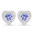 1.18 Carat Genuine Tanzanite & White Topaz .925 Sterling Silver Earrings-4