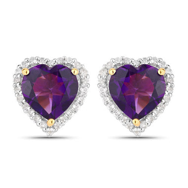 3.48 Carat Genuine Amethyst and White Topaz .925 Sterling Silver Earrings