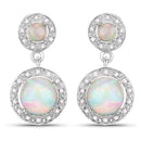 2.27 Carat Genuine Ethiopian Opal and White Diamond .925 Sterling Silver Earrings-3