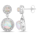2.27 Carat Genuine Ethiopian Opal and White Diamond .925 Sterling Silver Earrings-4