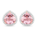3.27 Carat Genuine Morganite and White Diamond 14K Rose Gold Earrings-3