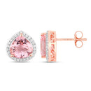 3.27 Carat Genuine Morganite and White Diamond 14K Rose Gold Earrings-4